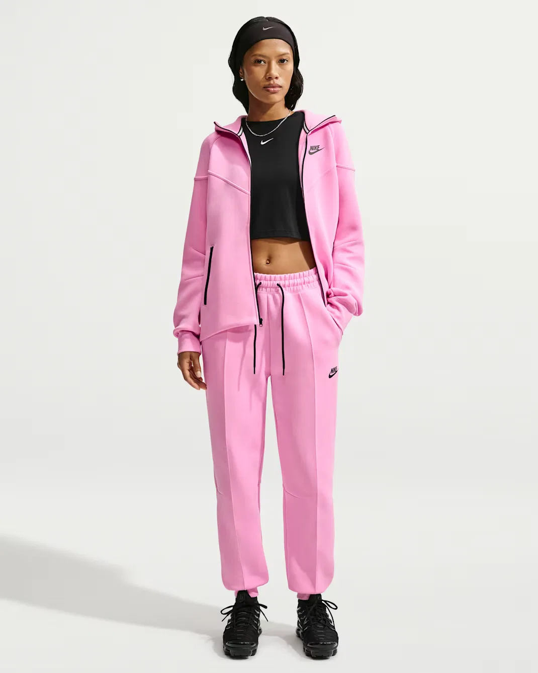 Женские спортивные брюки средней посадки Nike Sportswear Tech Fleece, Pink Rise/Black