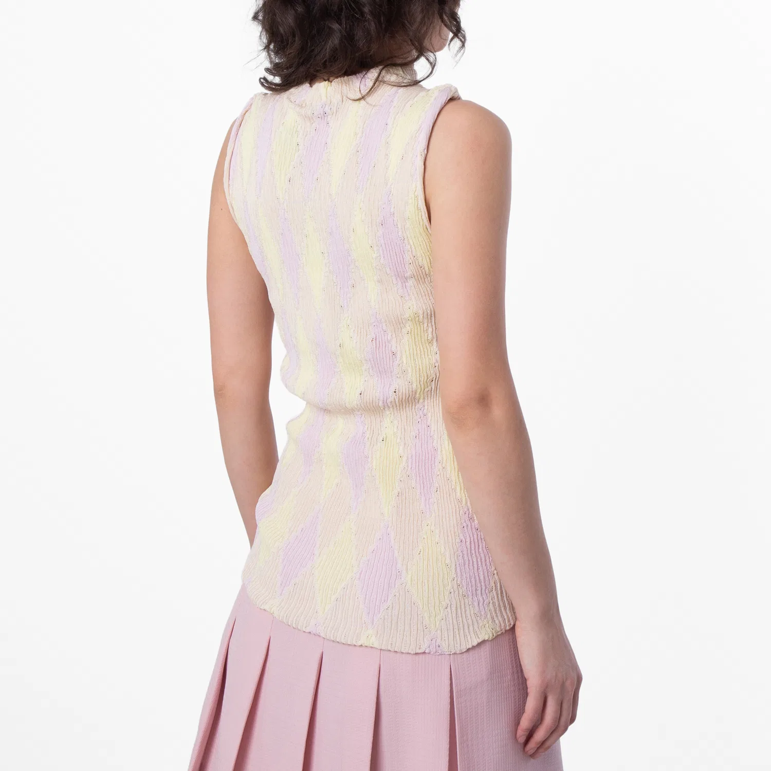 Топ без рукавов Argyle Intarsia-Knit Sleeveess Top Burberry, Cameo Ip Pattern — фото 4