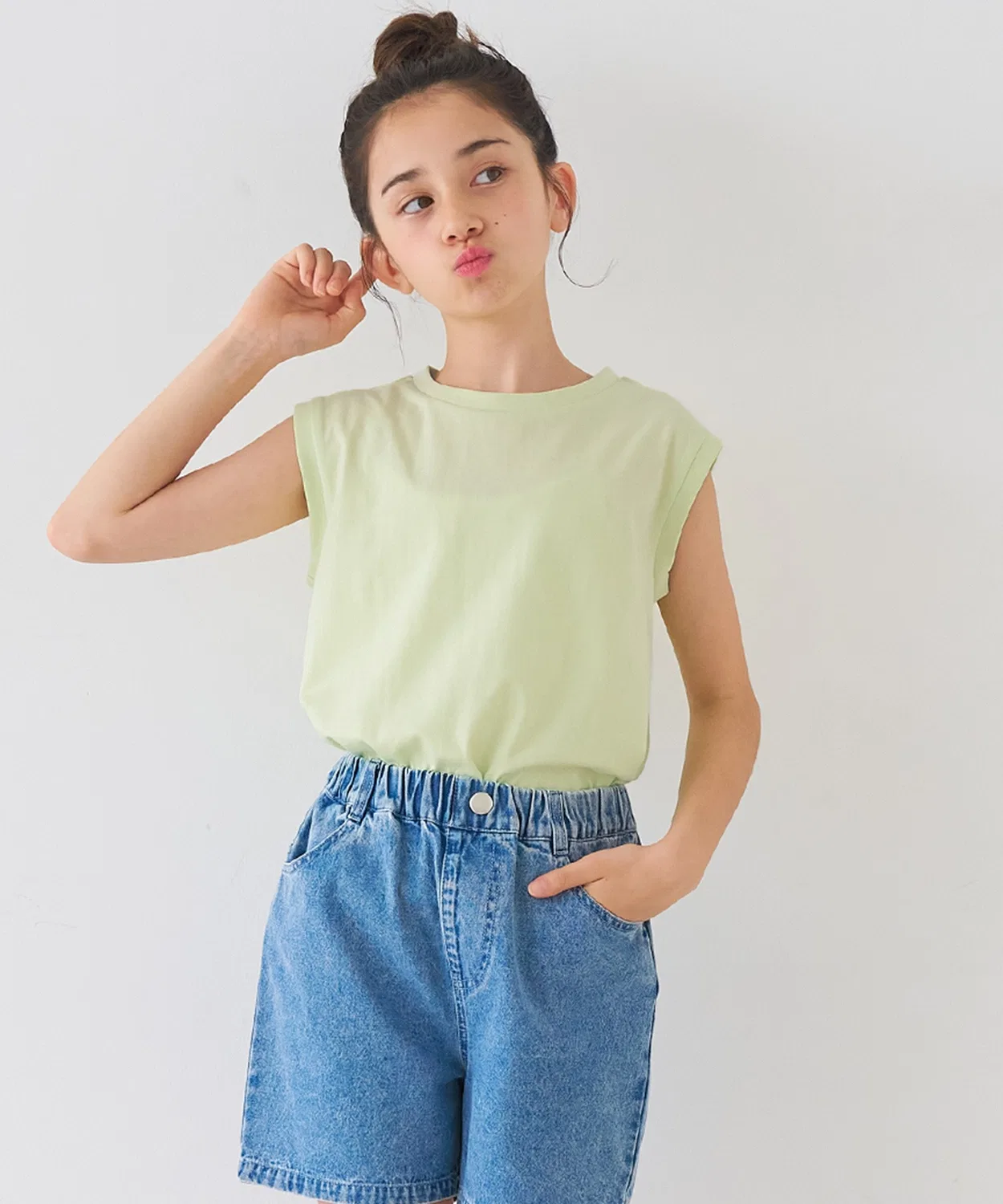 Coca(coca) Детский хлопковый топ без рукавов coca, Light Green