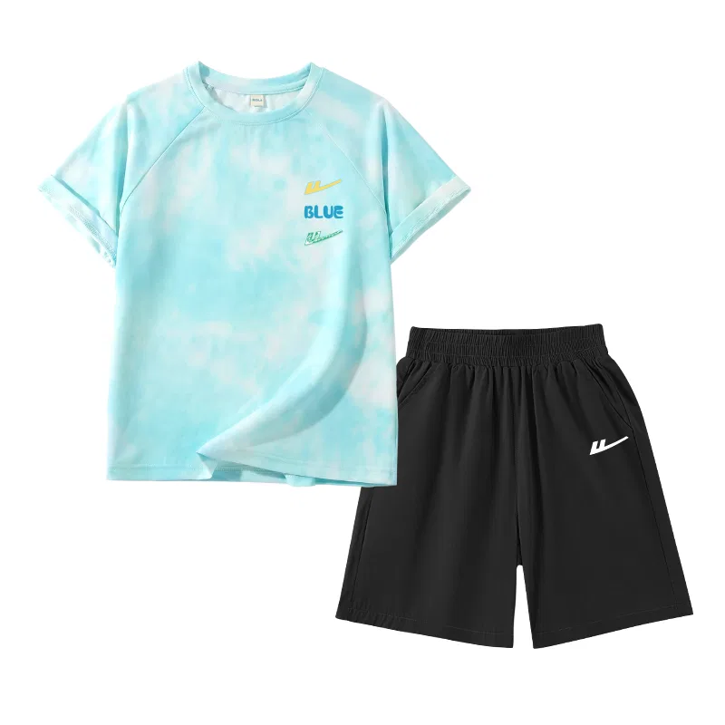 Детский спортивный комплект с принтом, Warriors, WARRIOR, Lake Blue/H Three Columns K-Black/H White Logo K