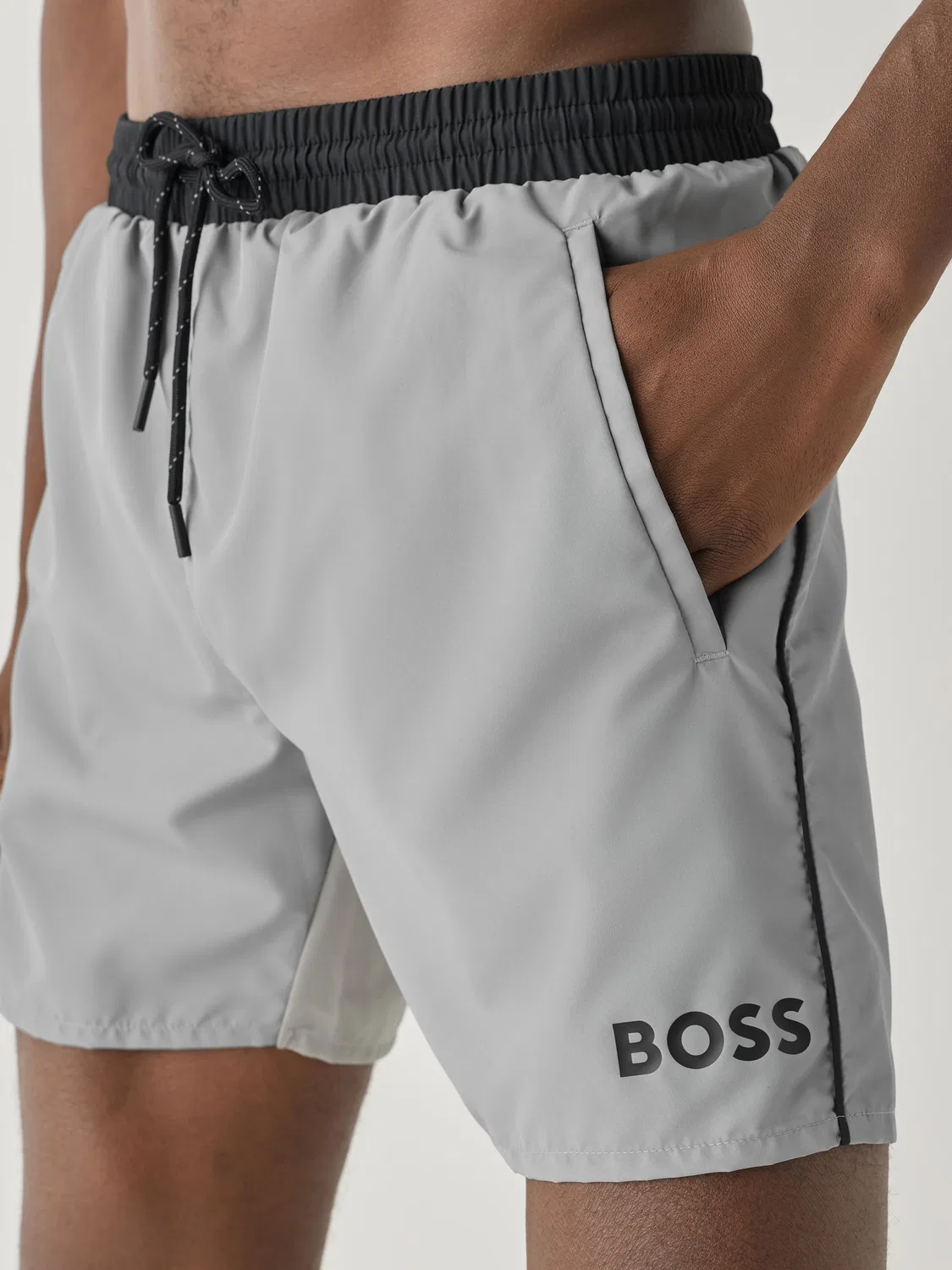Серые быстросохнущие шорты для плавания BOSS Marl Starfish — фото 3
