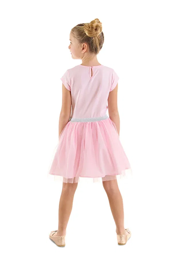 Детское платье для девочек с принтом Kitten Unicorn Girl's Tulle Tutu Pink Dress Denokids, Pink — фото 3