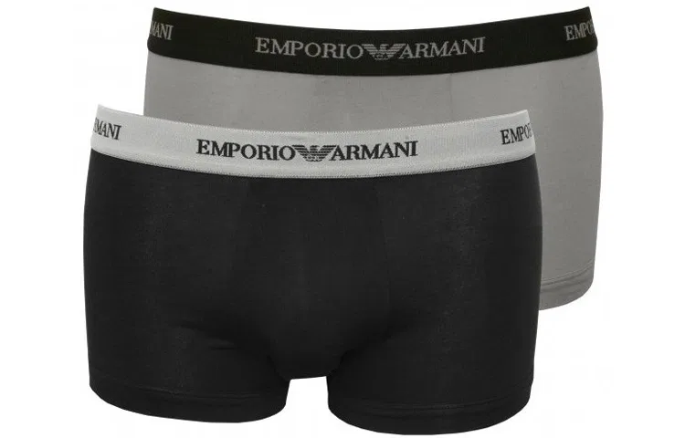 Мужские трусы-боксеры комплект из 2 штук EMPORIO ARMANI, Black Gray