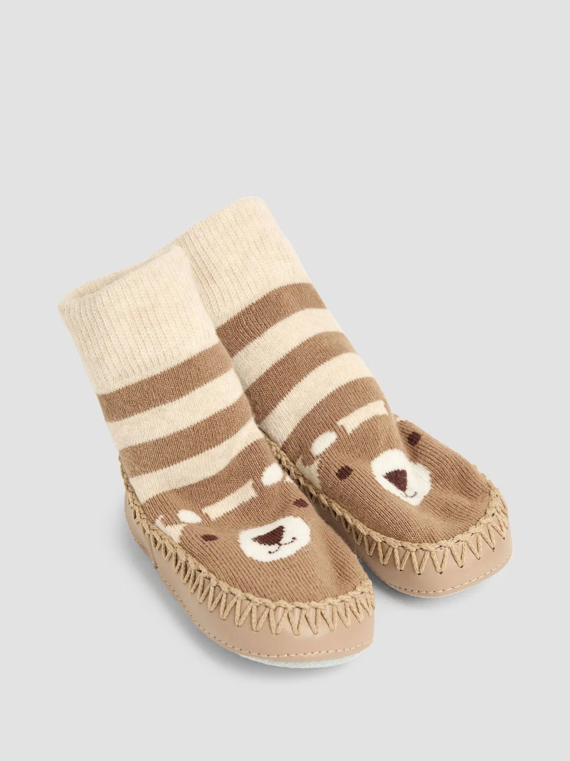 Мокасины-носочки тапочки Mouse Moccasin Slipper Socks Jojo Maman Bébé, коричневый медведь