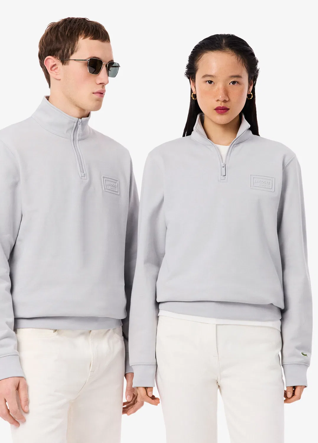 Свитшот Lacoste Classic Fit Gri-ACZ, полузастежка, серый — фото 2