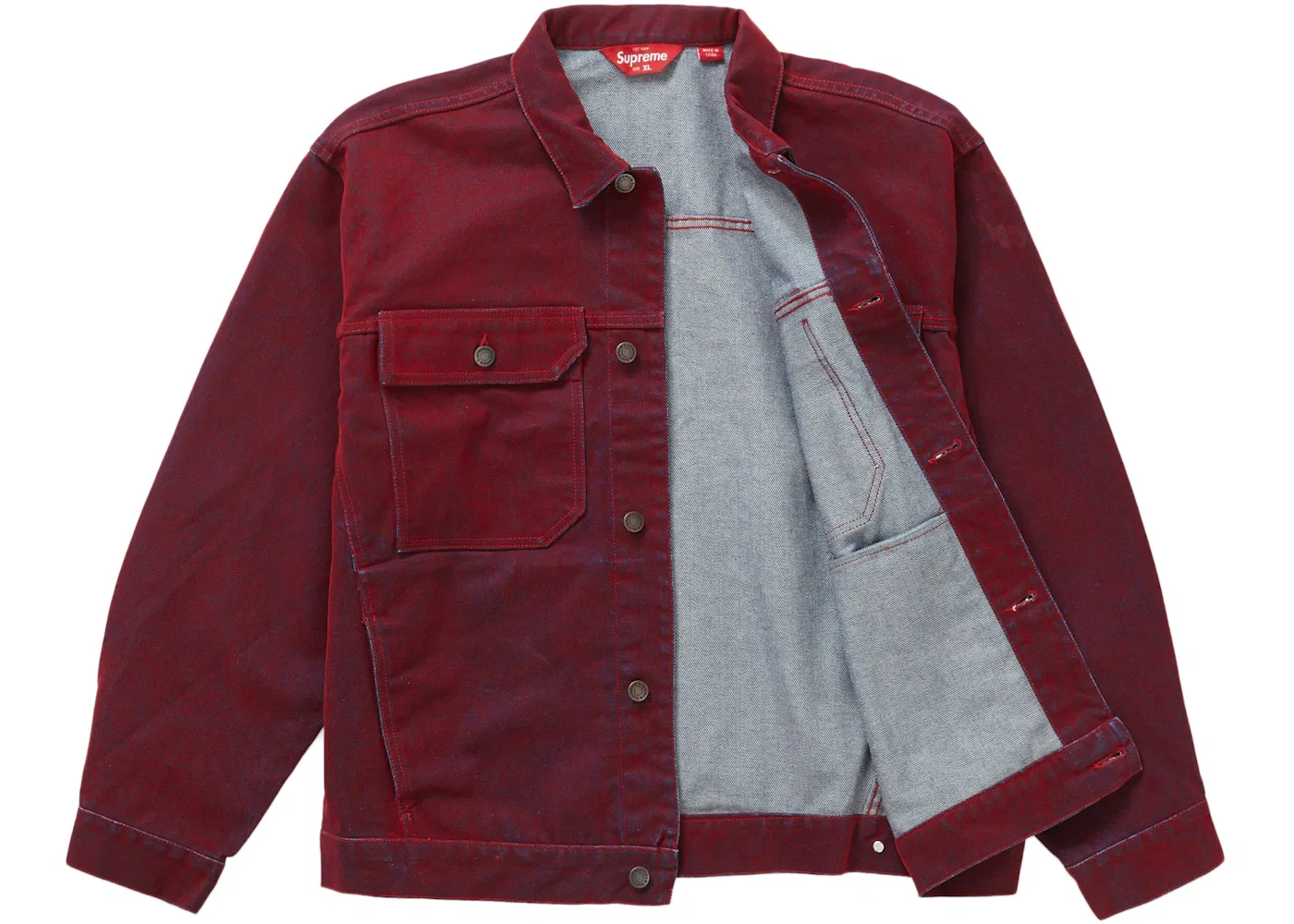 Мужская джинсовая куртка с вельветовой отделкой Supreme Jacket, Red — фото 2