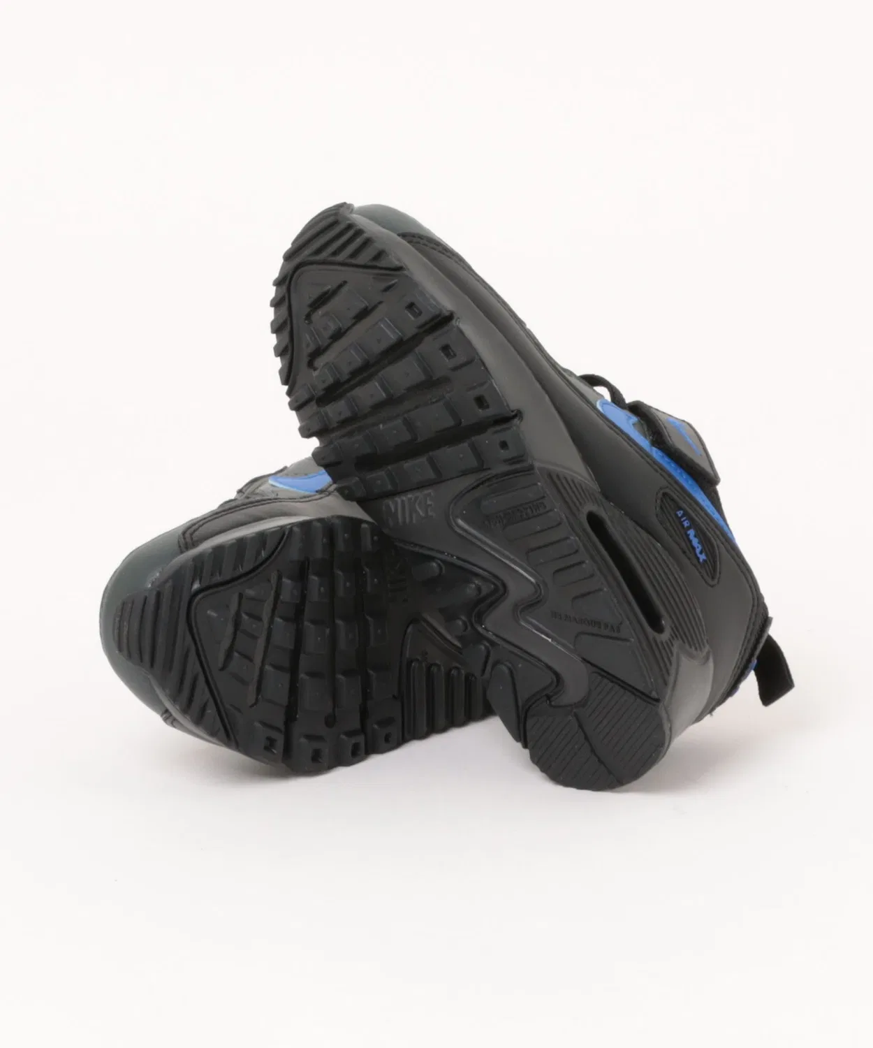 Детские кроссовки с длинным шнурком и липучкой, модель Air Max 90 Mesh VS PS NIKE, Black/Racblu — фото 3