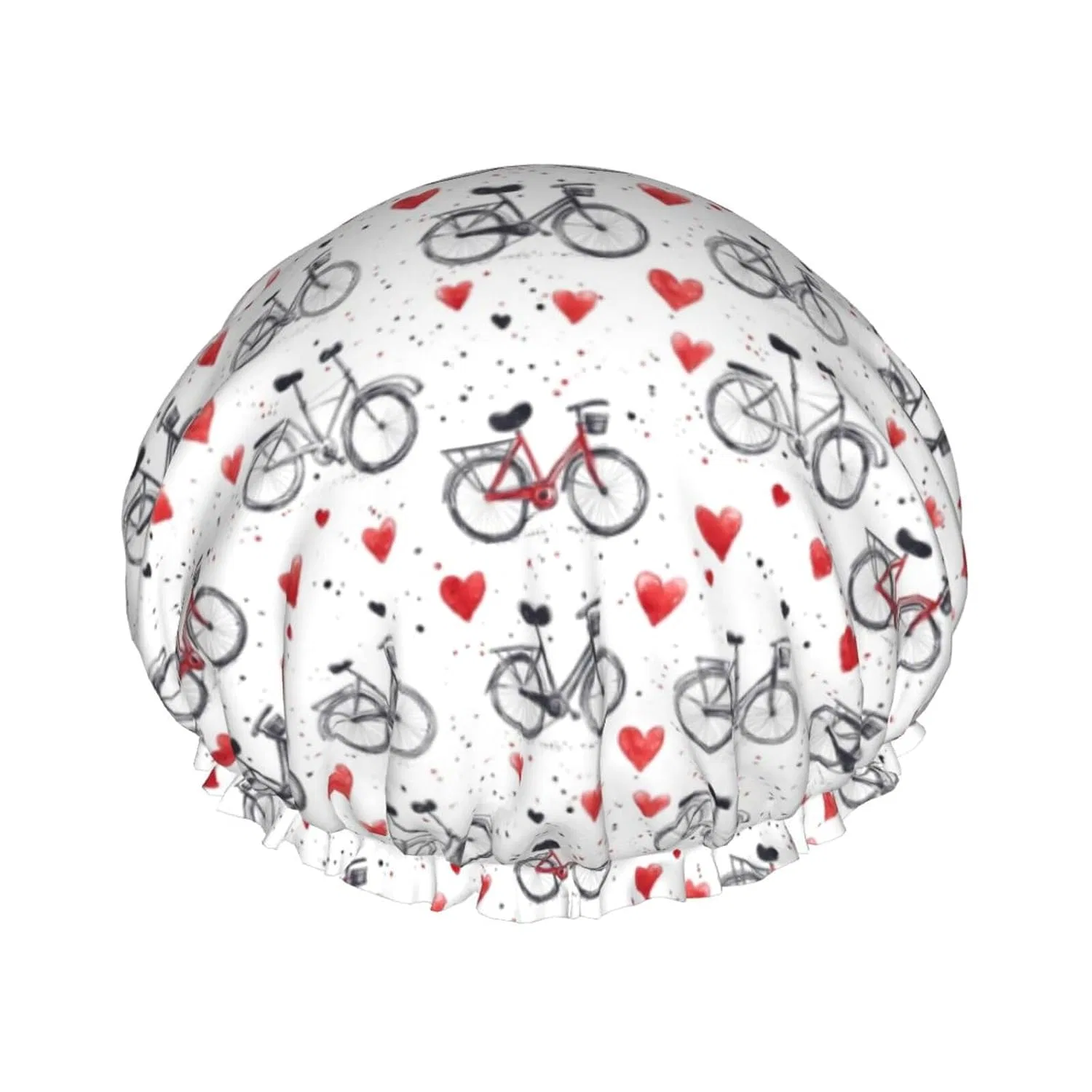 Двухслойная шапочка для душа с принтом Love Bicycle, GVYGVY, 26.9 см