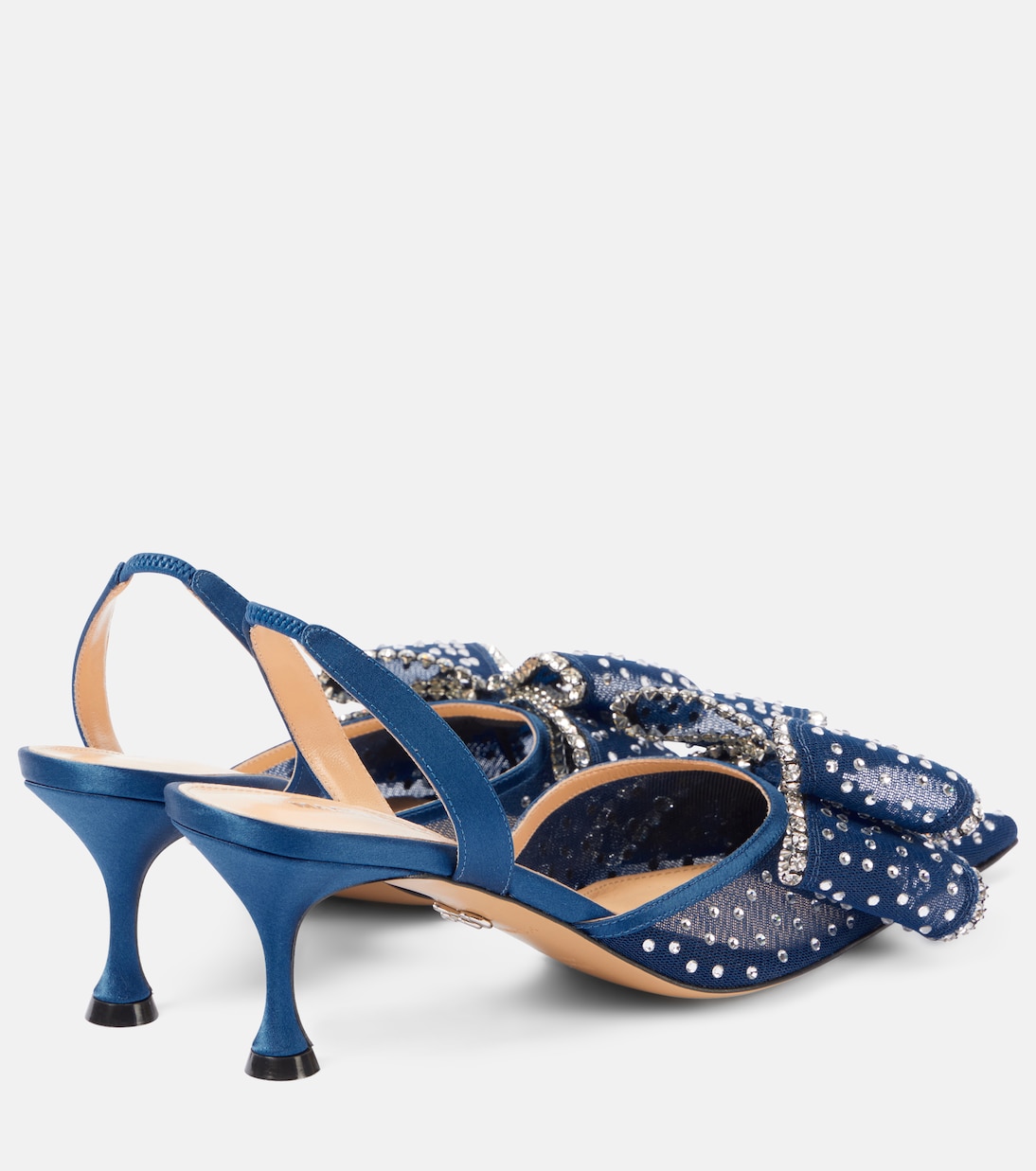 Туфли-лодочки Cadeau 65 с декором и открытой пяткой Mach & Mach, Navy Strass — фото 2