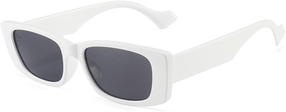 

Модные маленькие прямоугольные солнцезащитные очки для женщин в стиле ретро с оправой из геля, солнцезащитные очки для мужчин с защитой от УФ-излучения UV400 VVTWSSW, White Gray