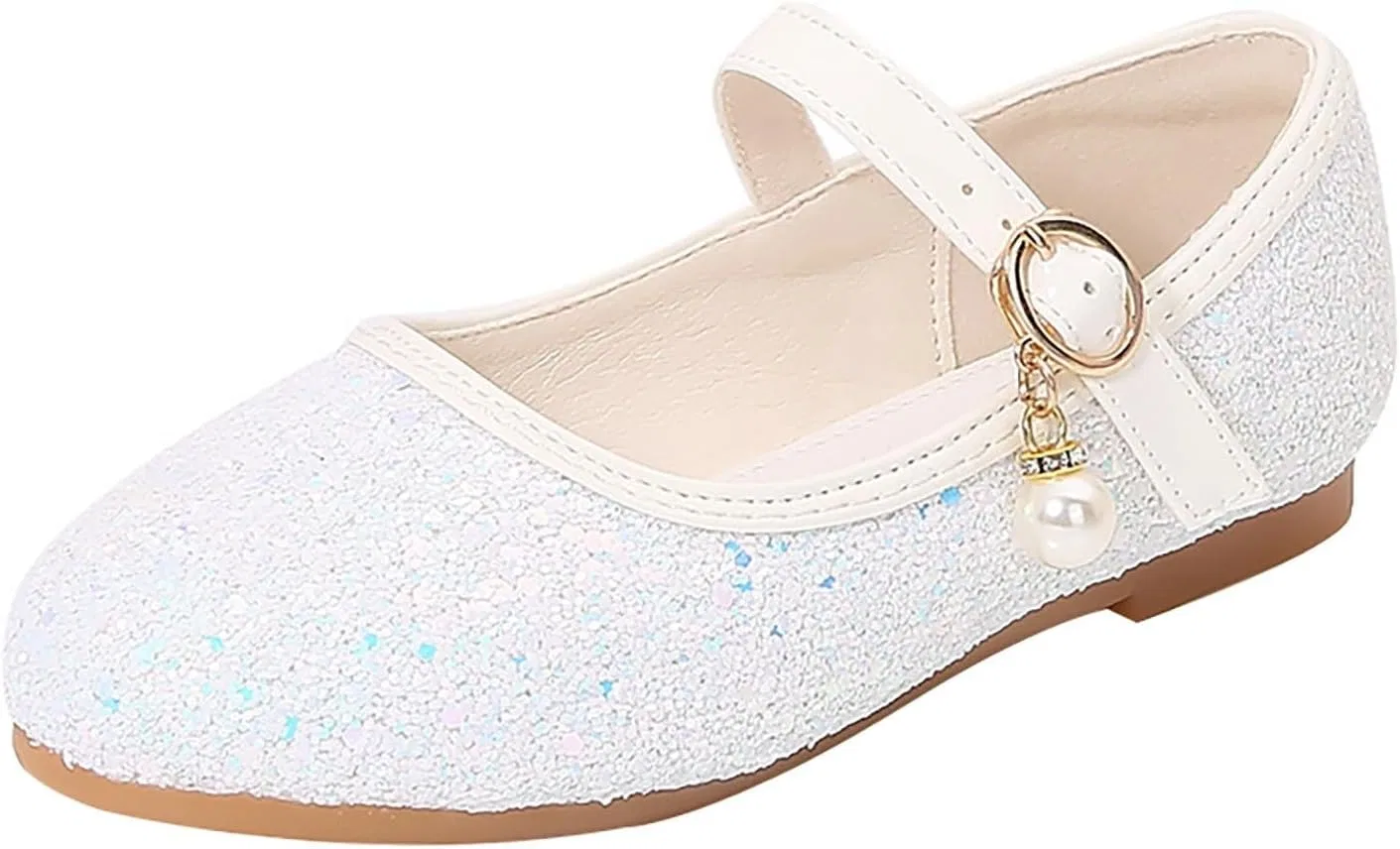 Детские туфли Мэри Джейн с блестками для девочек Princess Dress Shoes, White