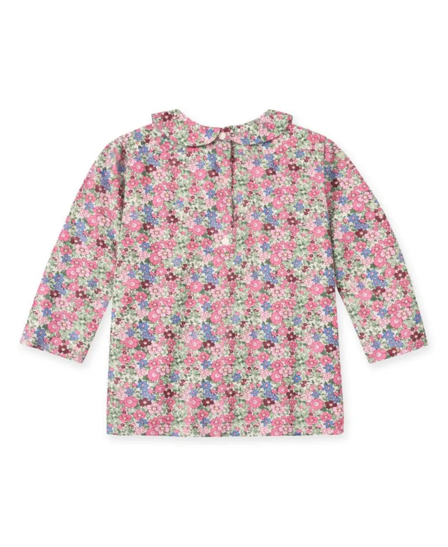 Блузка с длинным рукавом и принтом Florence Eiseman, Ivory Pink & Multi Floral — фото 2