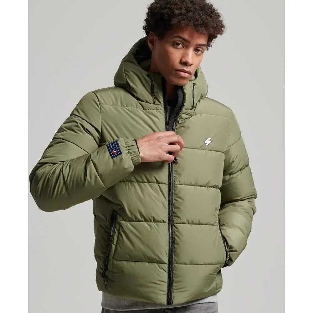 Мужская стеганая куртка с капюшоном Superdry Sports, Зеленый — фото 2