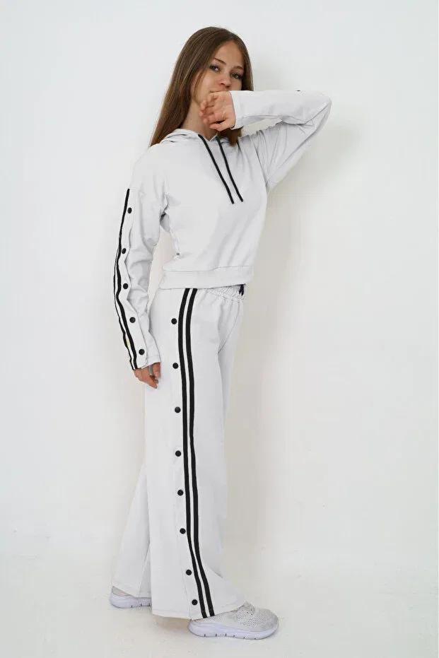 Детский спортивный костюм для девочек хлопковый с капюшоном Oversize Asortik Kids, White — фото 2
