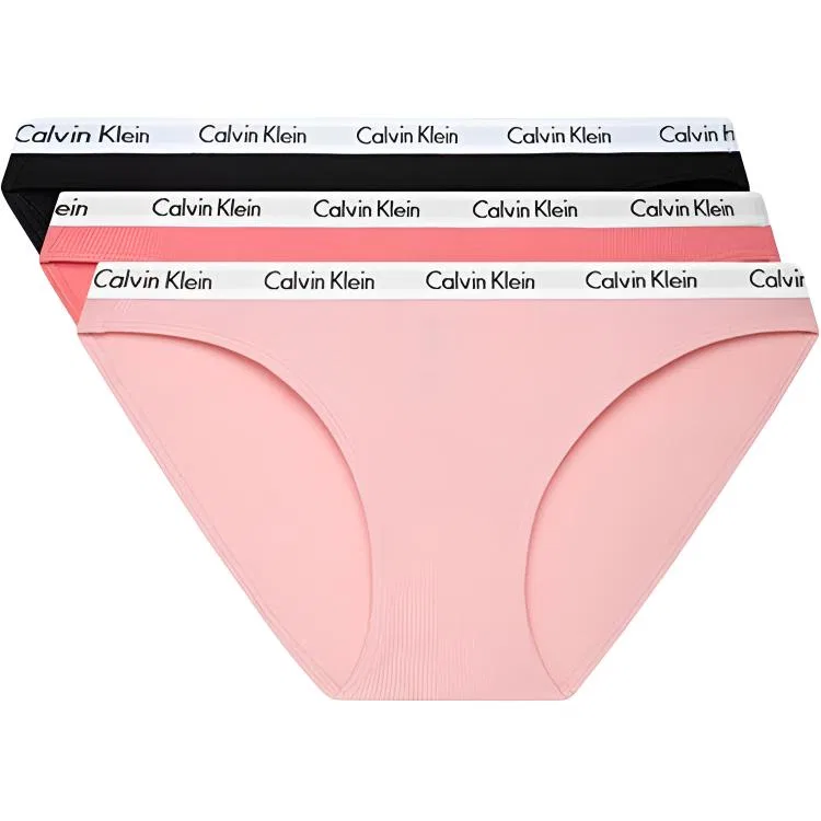 Женский комплект трусов с принтом Calvin Klein, KCP-Space Black/Cherry Blossom Pink/Fragrance Leaf Red