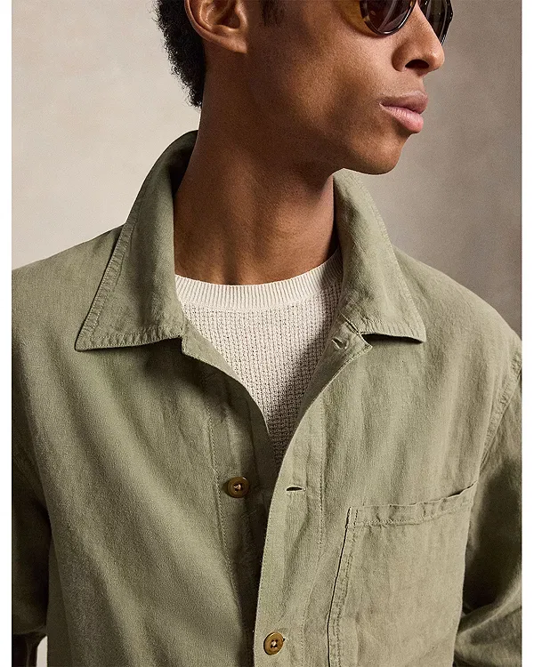 Мужская куртка льняная Polo Ralph Lauren, зеленый — фото 4