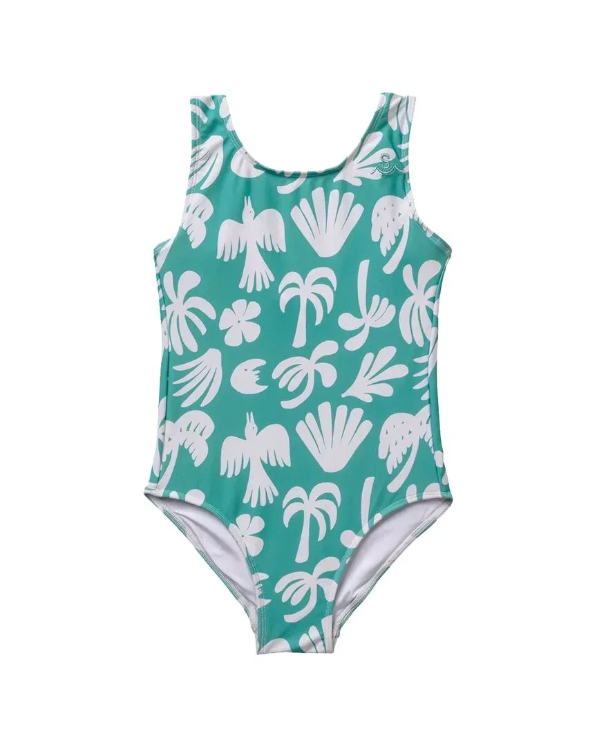 Детский купальник с тропическим цветочным принтом Seaesta Surf x Ty Williams Cloud Swimsuit, синий