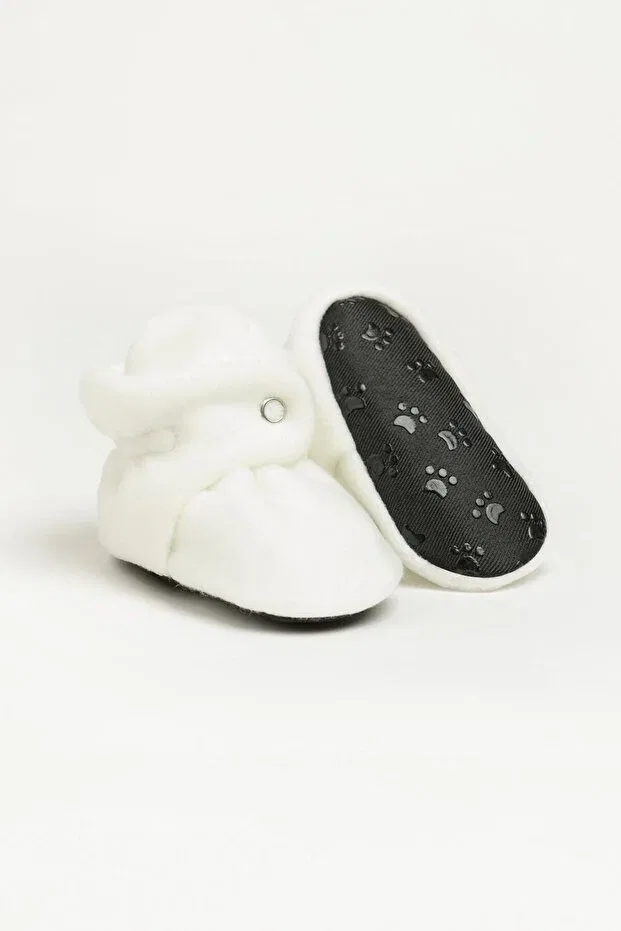 Детские тапочки для новорожденных с флисом Snoozies Babyzilla, White