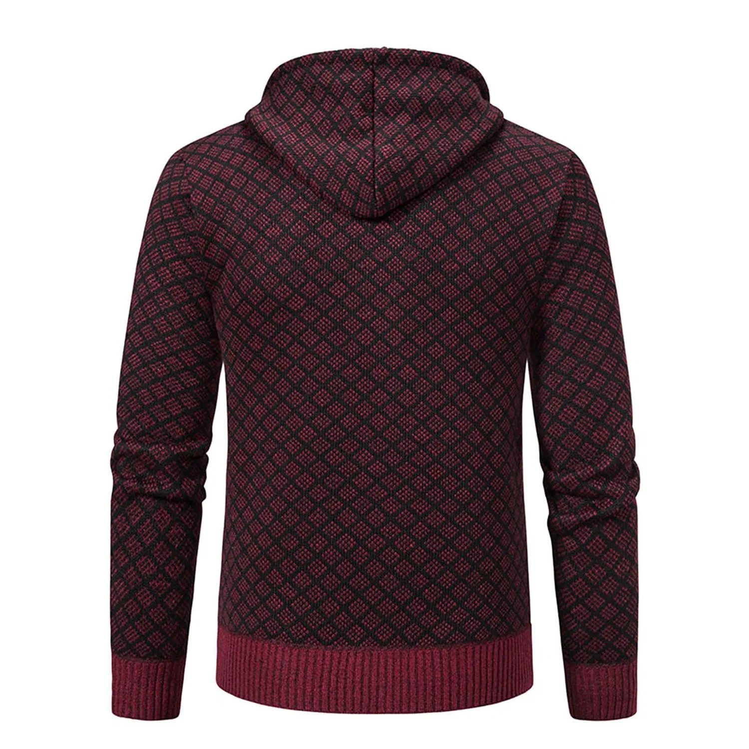 Мужское зимнее пальто с капюшоном из трикотажа, Wine-e — фото 2