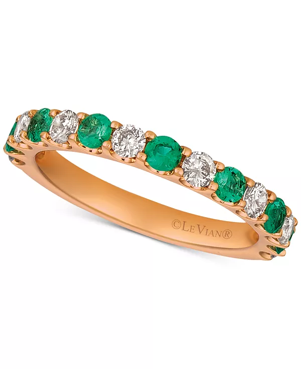 

Кольцо с сапфирами (5/8 карата) и бриллиантами (1/2 карата) из 14-каратного розового золота (также доступно с изумрудами и рубинами) Le Vian, emerald