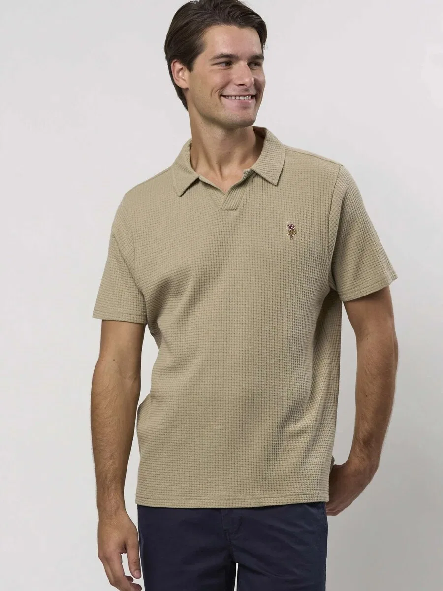 Рубашка на пуговицах стандартного кроя 'UMCosta', бежевого цвета U.S. Polo Assn. — фото 3