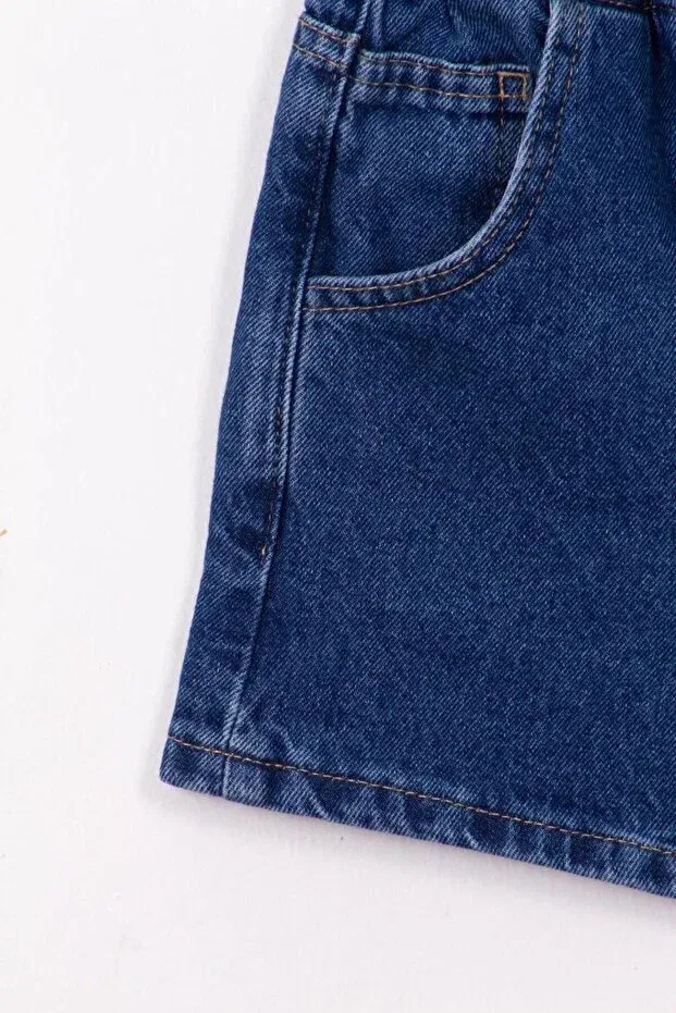 Детские шорты для девочек джинсовые с эластичным поясом Laciel paris blue balloon denim shorts with elastic waist 2Kids2Mom, Blue — фото 4