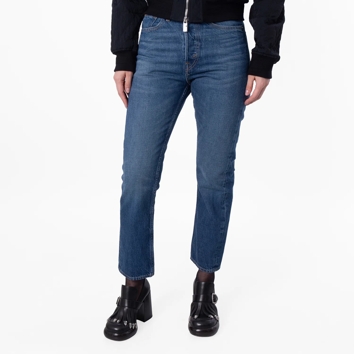Джинсы с высокой посадкой и укороченной длиной 3X1 Rigid High-Waist Cropped Jeans Polo Ralph Lauren, Palmeto Wash