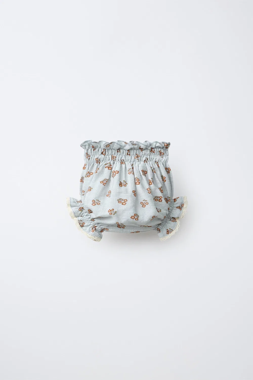 Трусы с цветочным принтом и кружевной отделкой ZARA, Light blue — фото 2