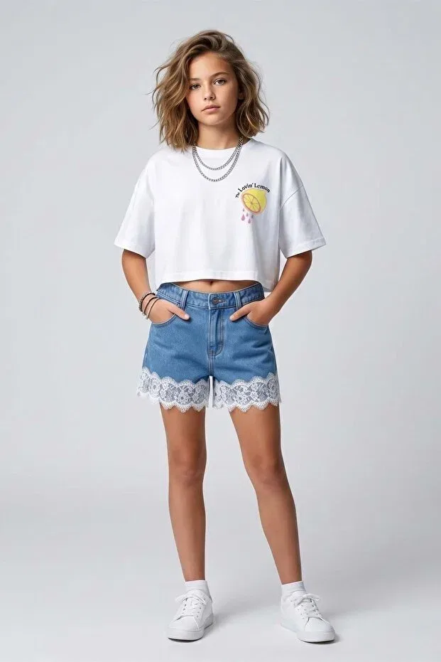 Детские шорты для девочек кружевные Dmb Kids, Indigo