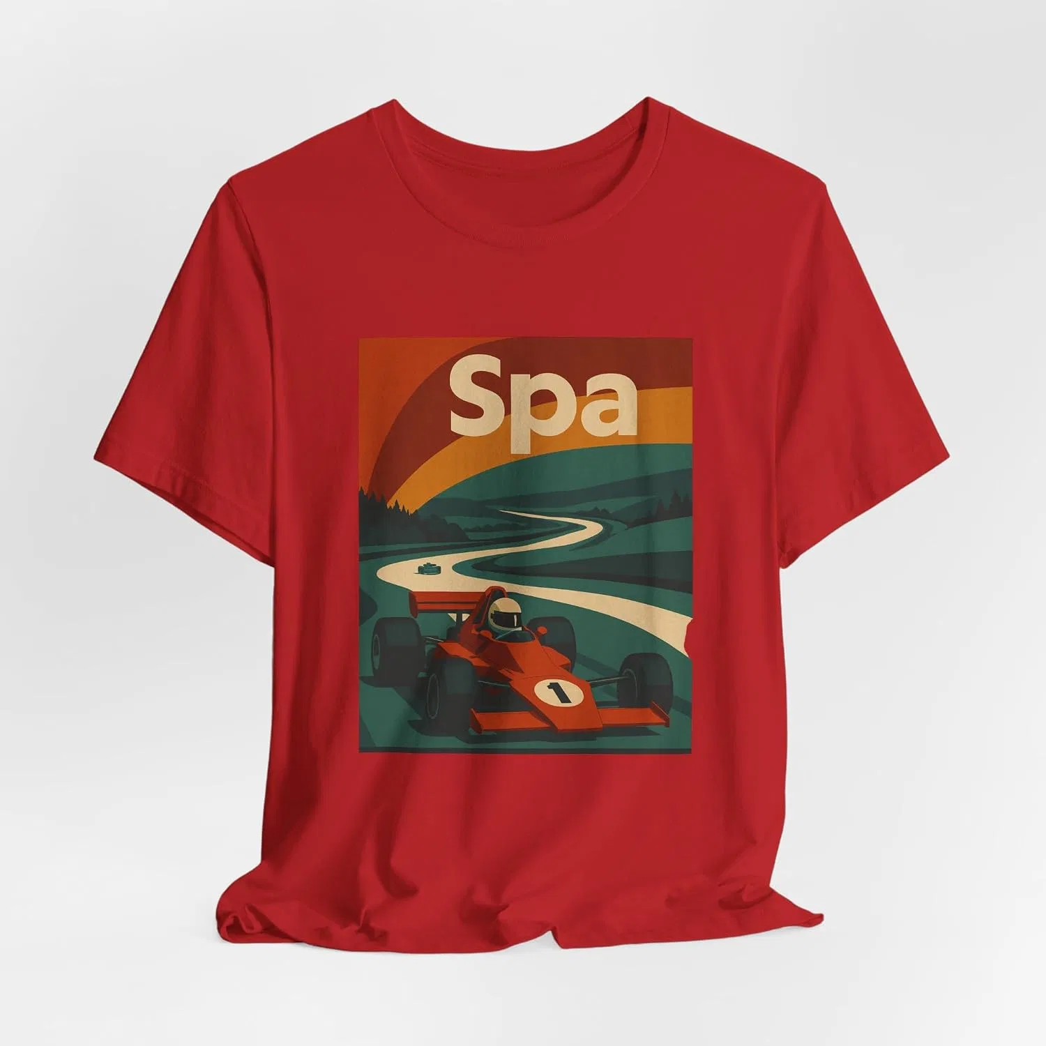 Мужская футболка с принтом Vintage Racing Spa Tee, красный — фото 4