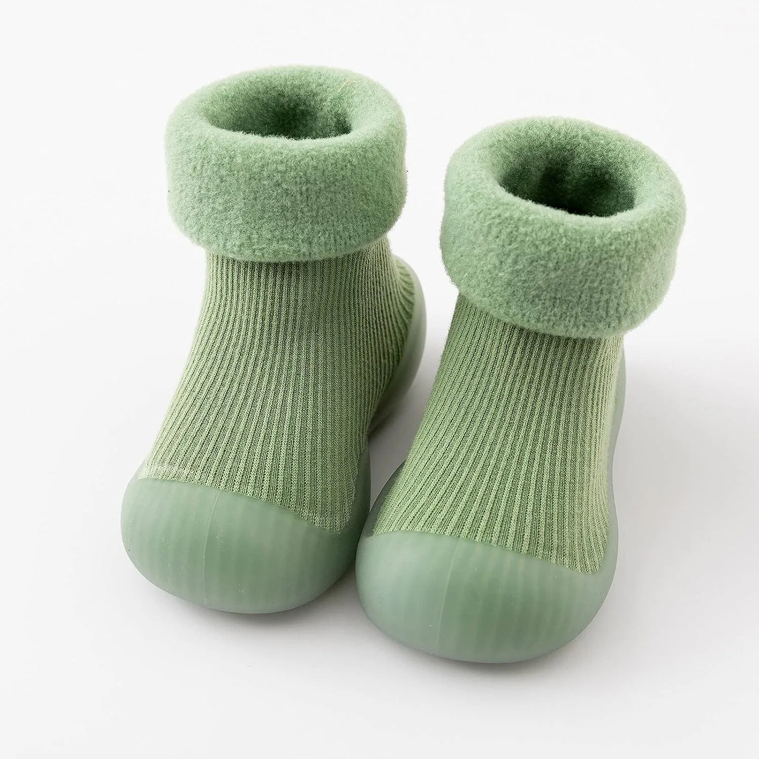 Детские вязаные тапочки-кеды с прорезиненной подошвой POLG, Green — фото 2