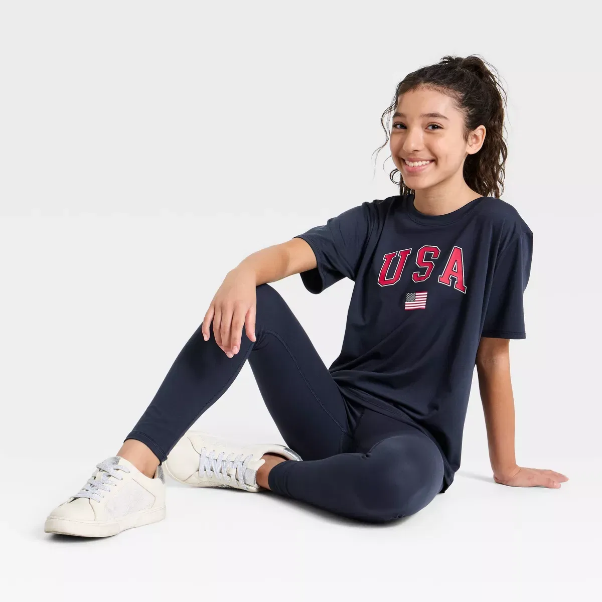Детская футболка с принтом Fourth of July Graphic Active T-Shirt KIDS PERFORMANCE, Navy Blue — фото 4