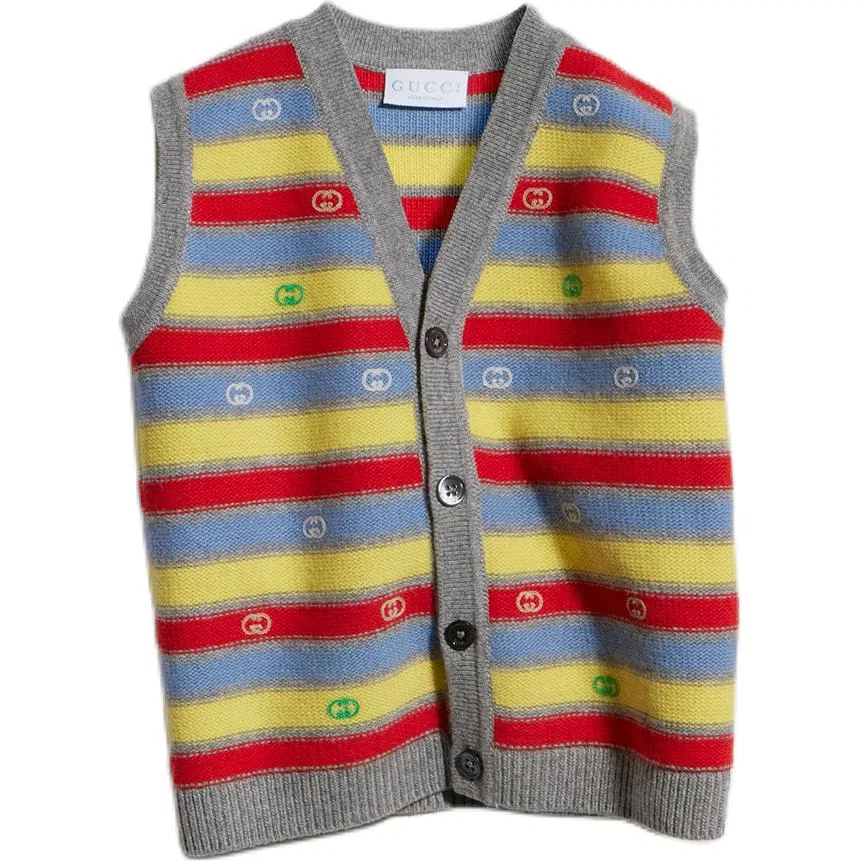 Детский жилет без рукавов с V-образным вырезом Pre School Vests V Neck Moderate GUCCI, Multicolor — фото 4