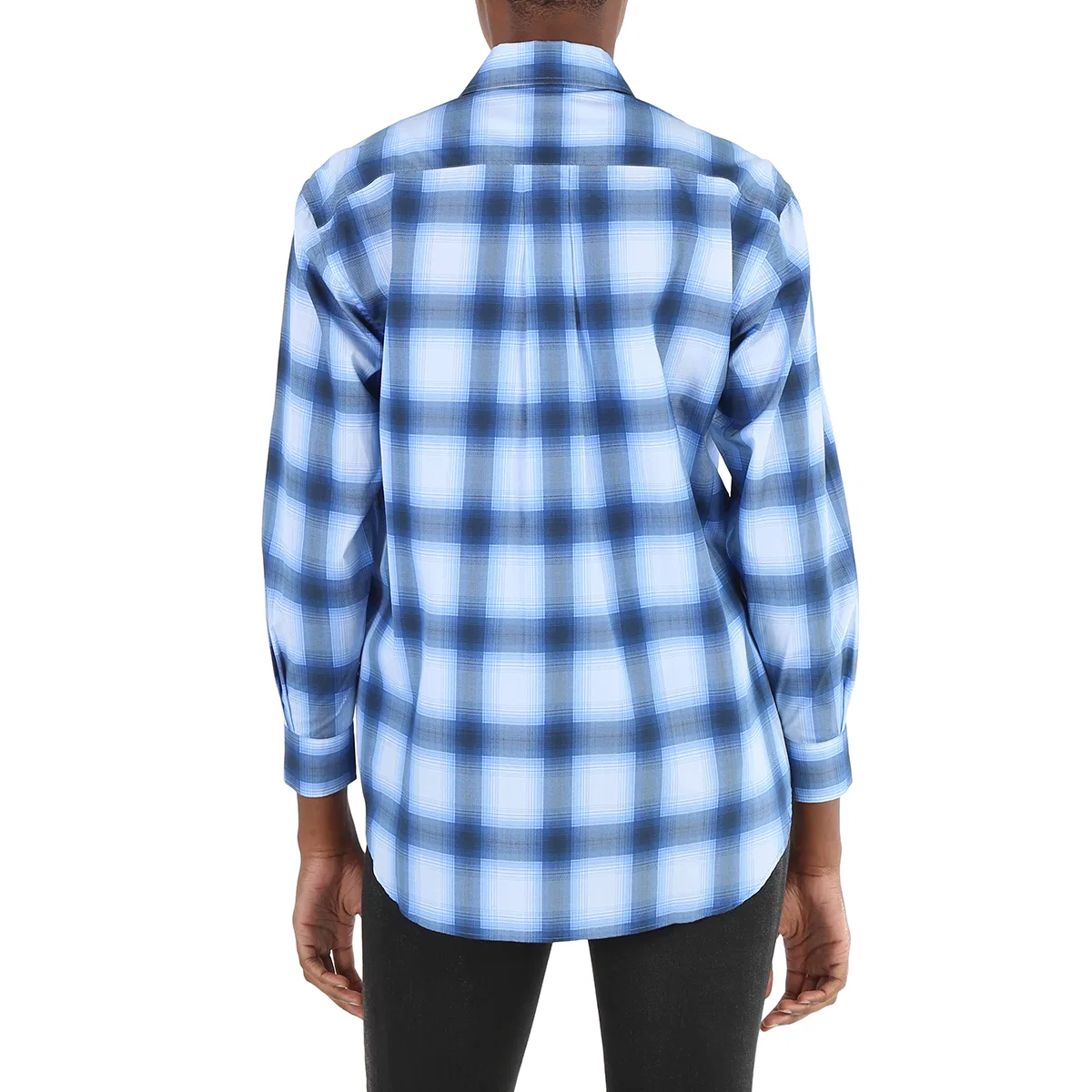 Рубашка женская с принтом Sea Maiden Print Plaid Burberry, Ink Blue Ip Pattern — фото 4