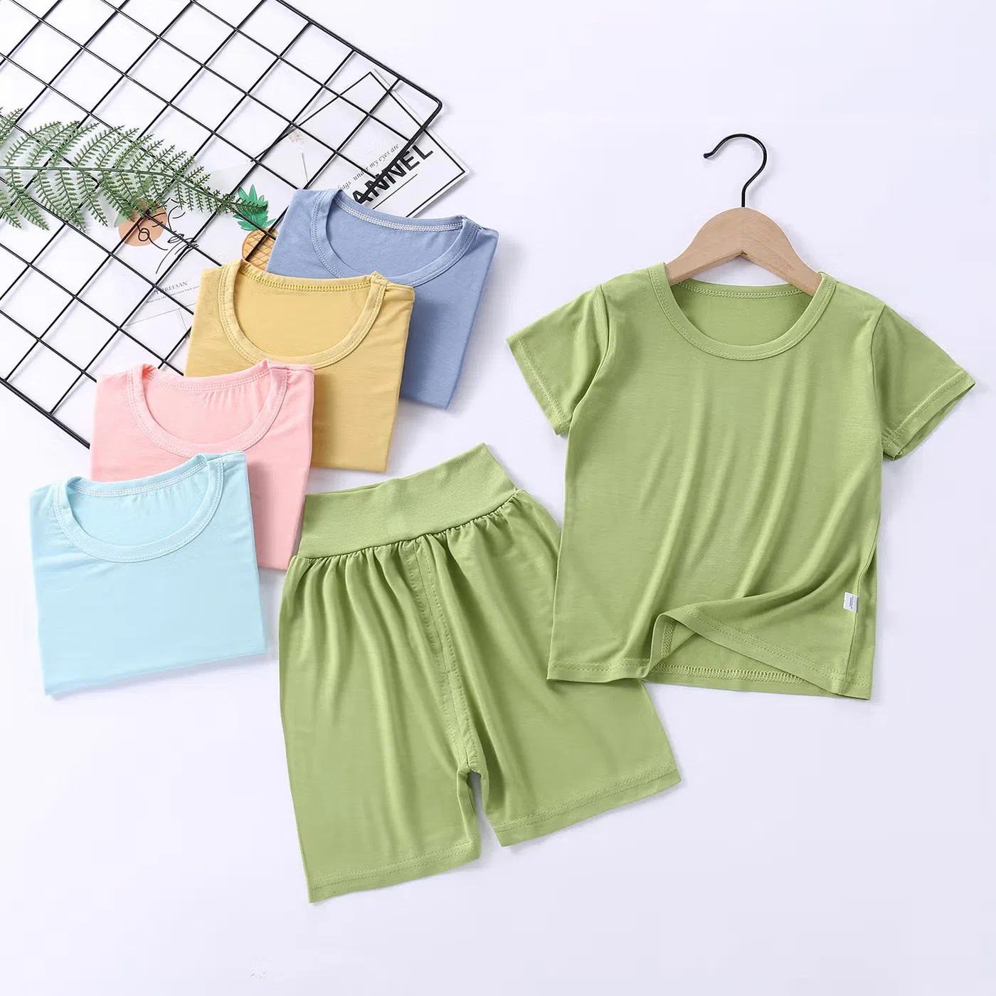 Комплект пижам из модала с коротким рукавом и высокой посадкой General, фиолетовый
