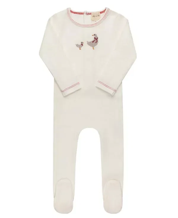 Детский комплект для новорожденных с вышивкой Cross Stitch Duckling Collection Ely'S & Co., Ivory/Pink — фото 2