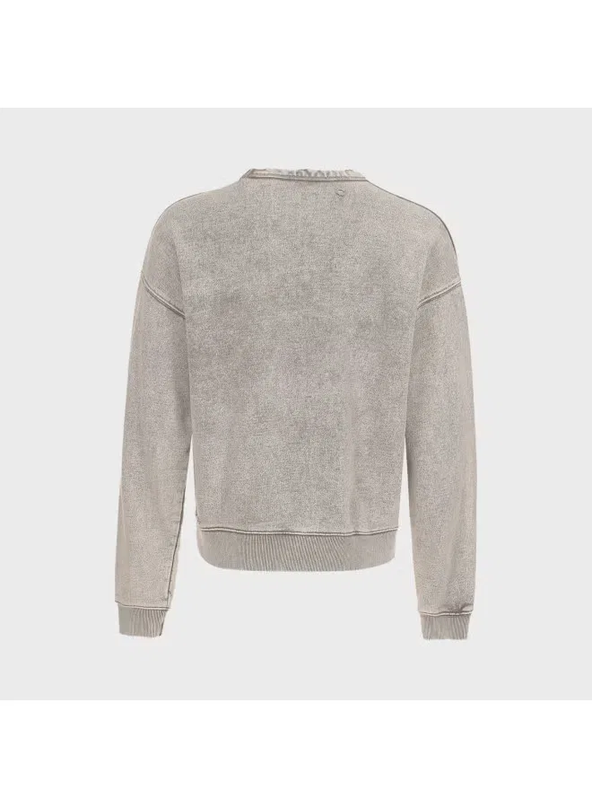 Худи свободного кроя с эффектом потертости Zara, серо-хаки — фото 3