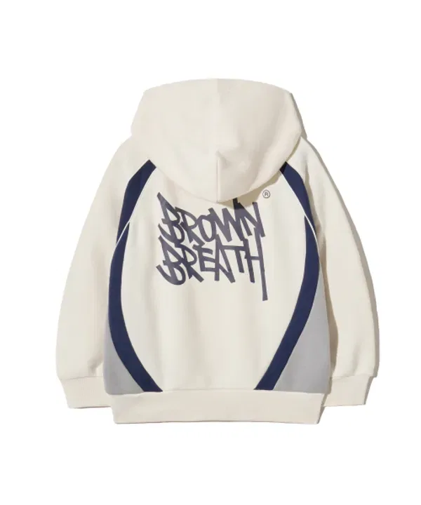 Детская худи с цветными блоками, Kids color block hoodie, Brownbreath Kids, слоновая кость — фото 3