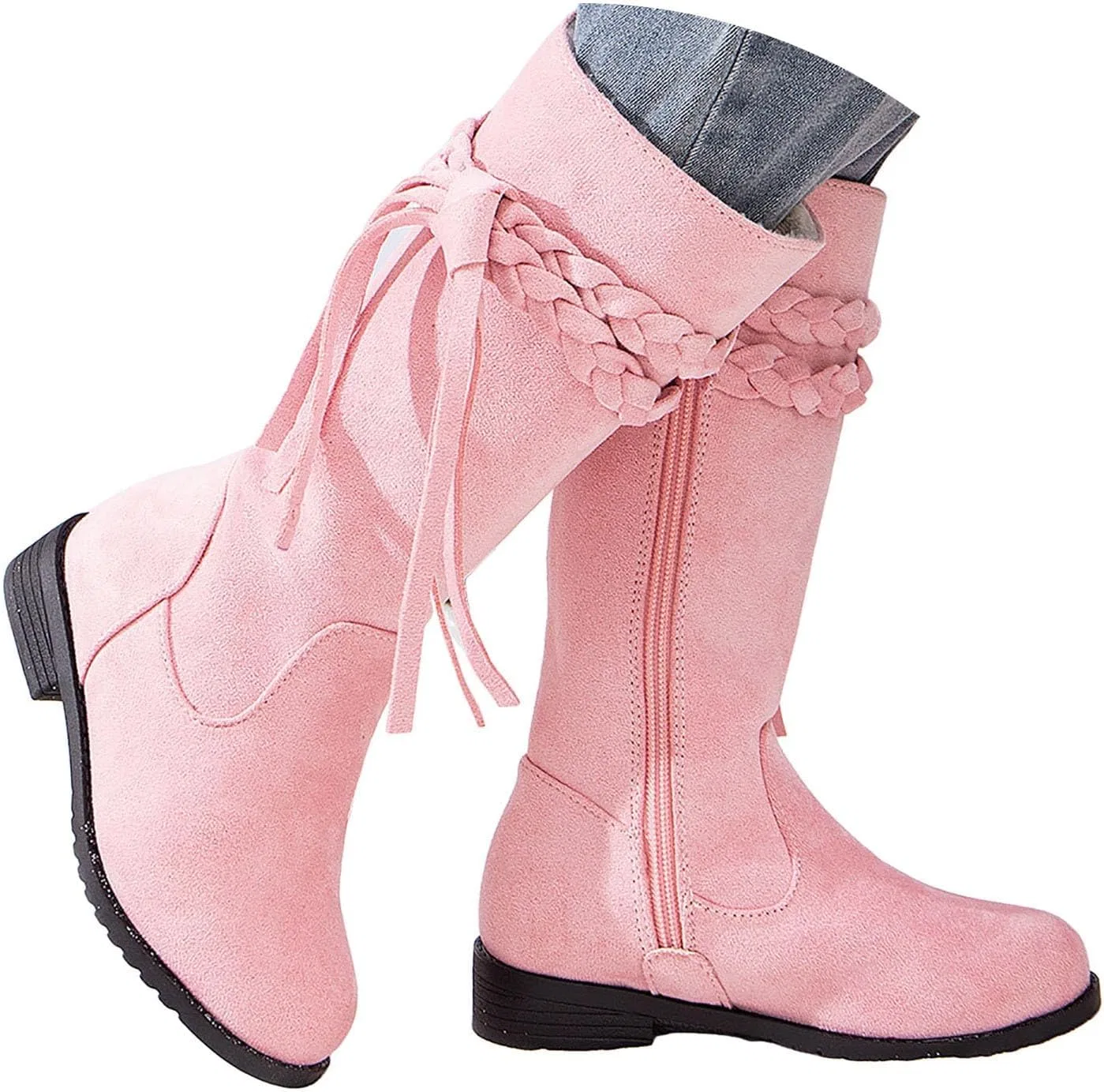 Детские сапоги для девочек с боковой молнией IWIHMIV, Pink — фото 3