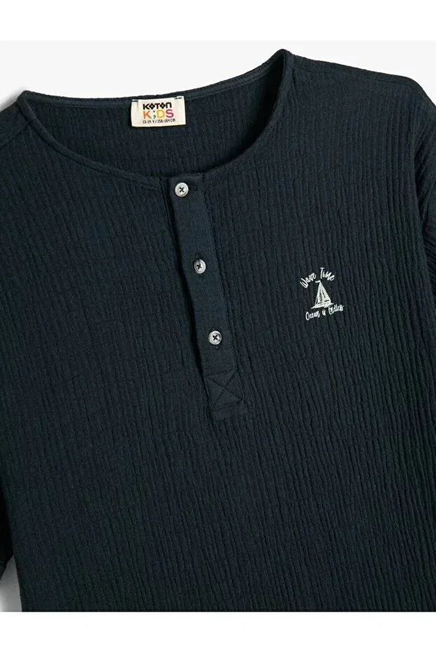Детская рубашка для мальчиков хлопковая Basics Koton, Navy Blue — фото 3