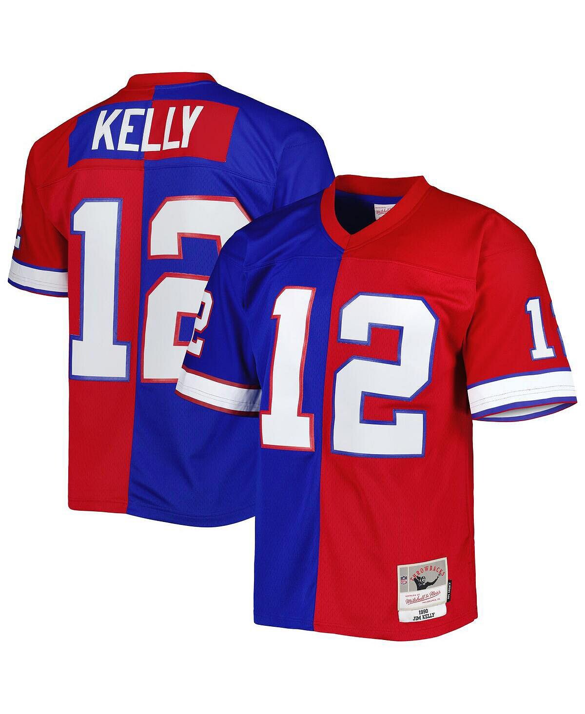 

Мужская копия джерси jim kelly royal and red buffalo bills 1990 split legacy Mitchell & Ness, мульти