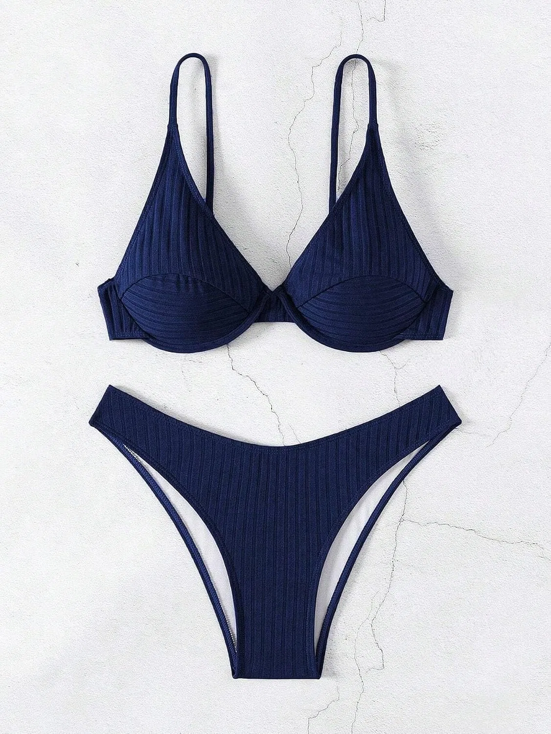 Женский бикини-сет с завышенной талией, Navy Blue — фото 4