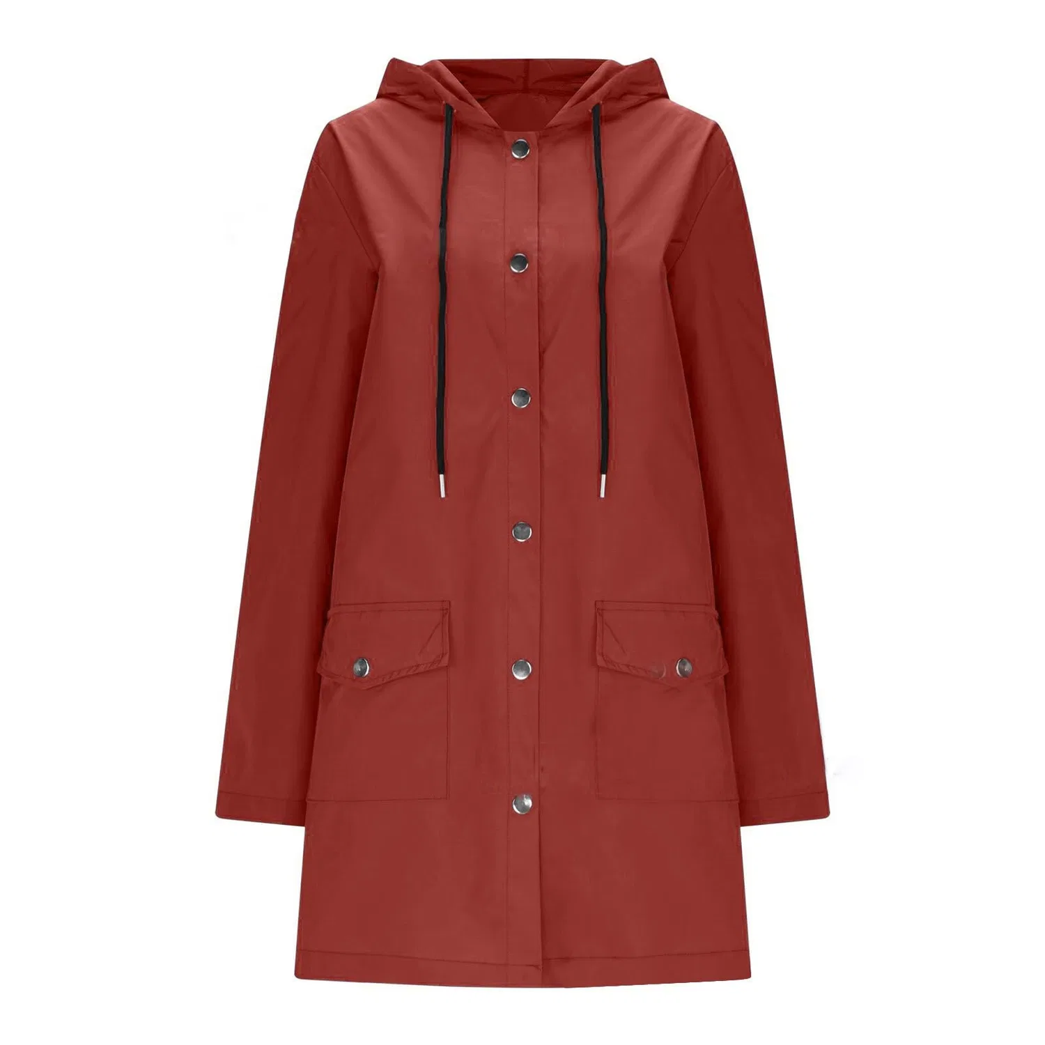 Женский длинный дождевик с капюшоном Waterproof Trench Coat, Wine — фото 2
