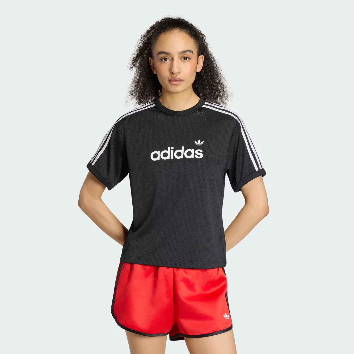 Женская сетчатая футболка с круглым вырезом LINEAER Adidas Originals, черный/белый