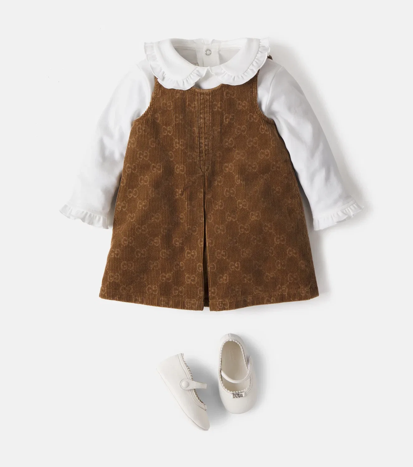 Платье из вельвета с монограммой GG Gucci Kids, коричневый — фото 2