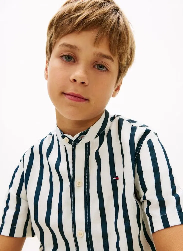 Рубашка с коротким рукавом в полоску Tommy Hilfiger, темно-синий — фото 4