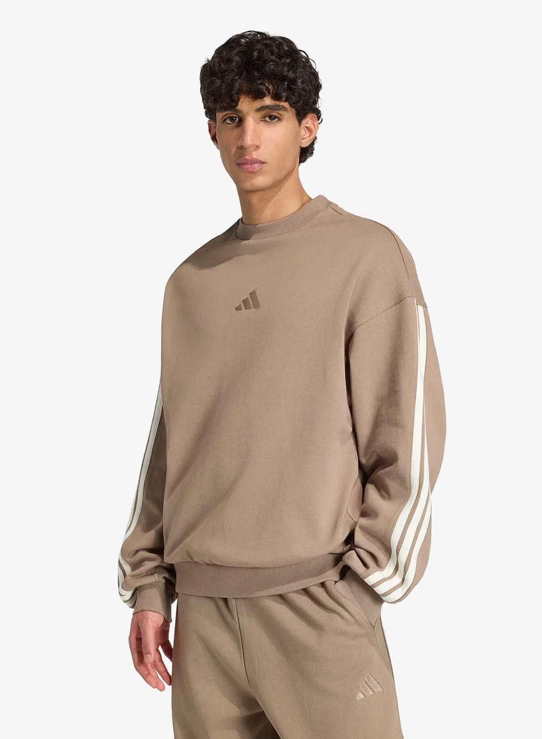 Свитшот с логотипом 3-Stripes Adidas, хаки