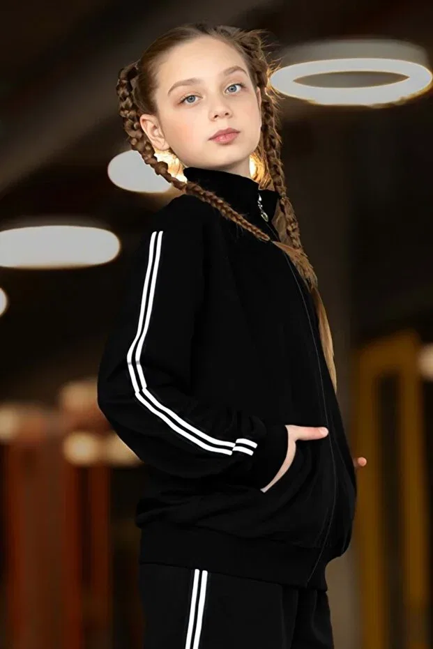 Детский спортивный костюм для девочек с молнией Basics Ww Waka Waka Kids Store, Black — фото 4