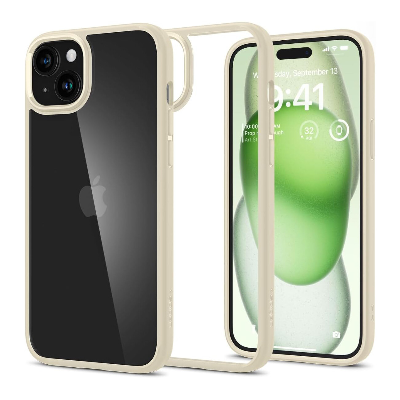 

Чехол Spigen Ultra Hybrid для iPhone 15 Plus, Mute Beige, Прозрачный, Чехол Spigen Ultra Hybrid для iPhone 15 Plus, Mute Beige