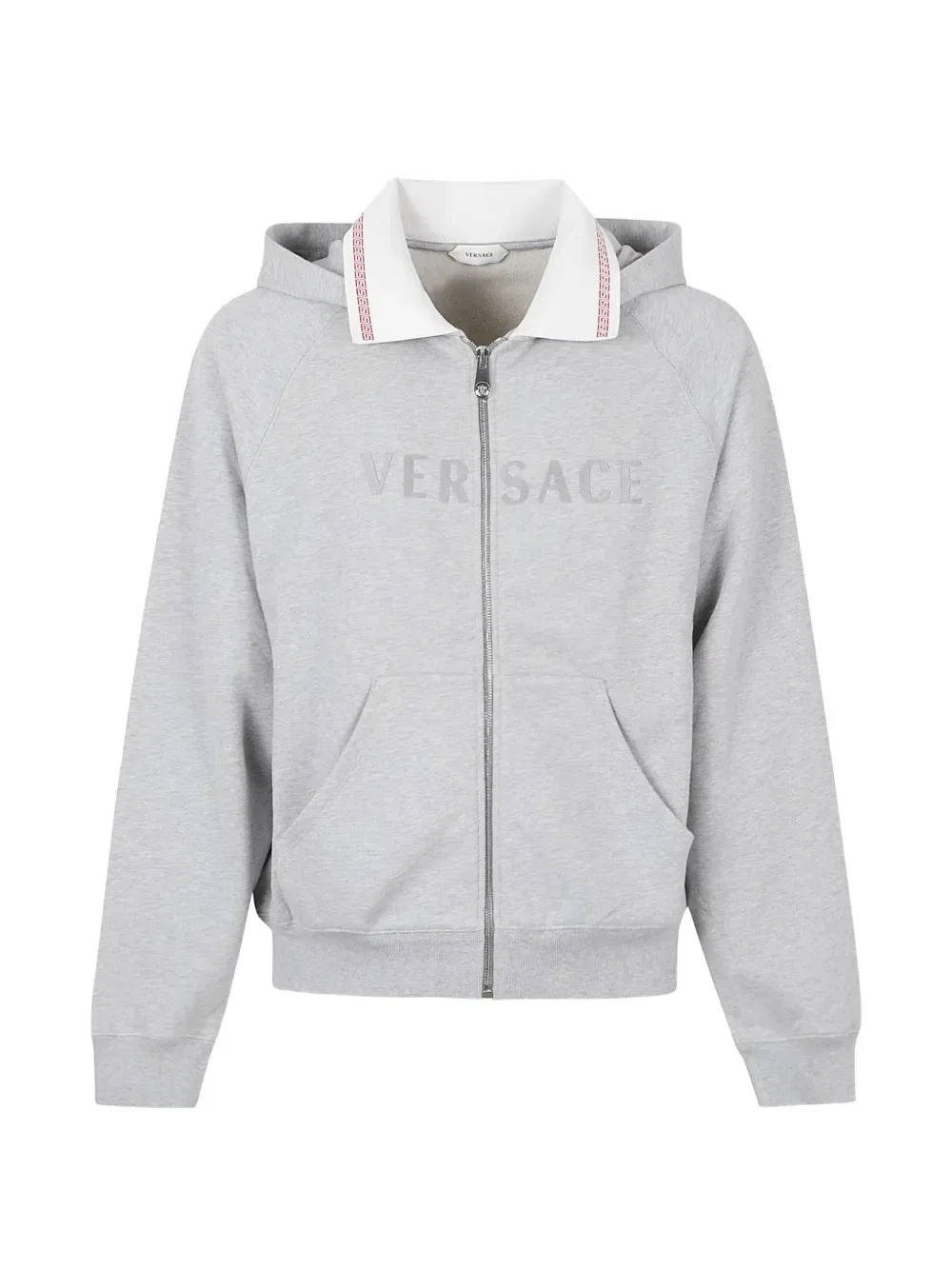Худи с вышитым логотипом и деталью Greca Versace, серый